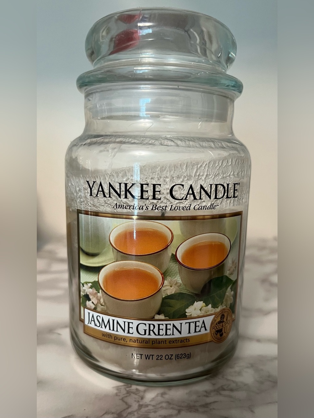 Yankee Candle Jasmine Green Tea 22 oz Large Jar Single Wick ~65%
